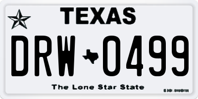 TX license plate DRW0499