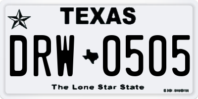 TX license plate DRW0505