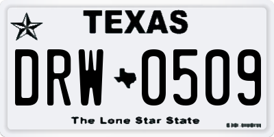 TX license plate DRW0509