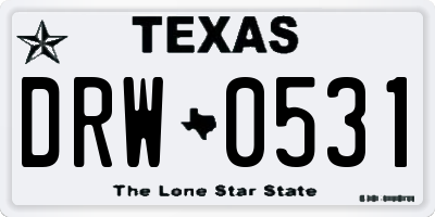 TX license plate DRW0531