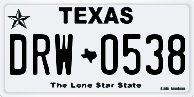 TX license plate DRW0538