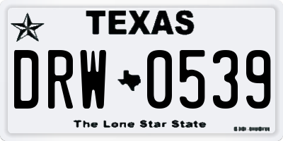 TX license plate DRW0539