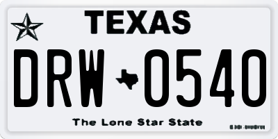 TX license plate DRW0540