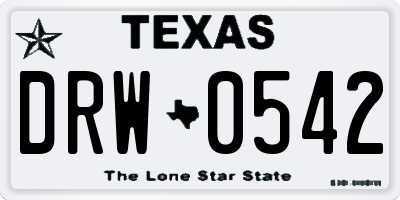 TX license plate DRW0542