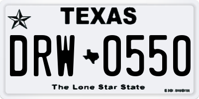 TX license plate DRW0550