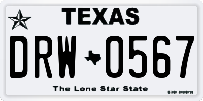 TX license plate DRW0567