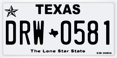 TX license plate DRW0581