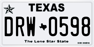 TX license plate DRW0598