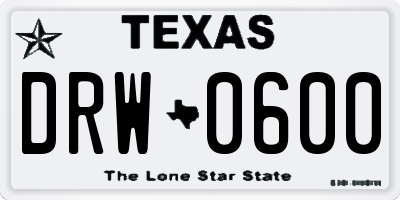 TX license plate DRW0600