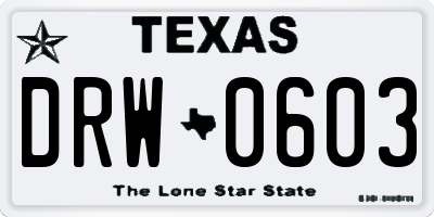 TX license plate DRW0603