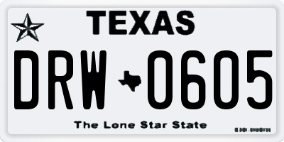 TX license plate DRW0605