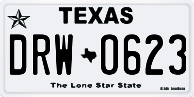 TX license plate DRW0623