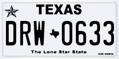 TX license plate DRW0633