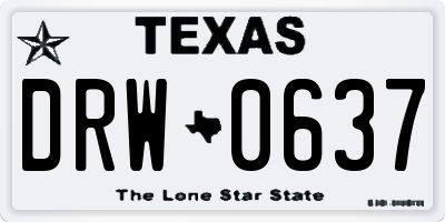 TX license plate DRW0637