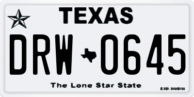 TX license plate DRW0645