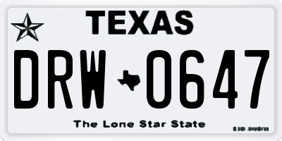 TX license plate DRW0647