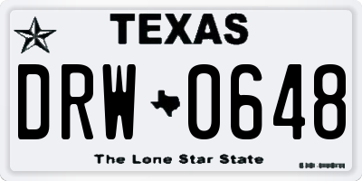 TX license plate DRW0648