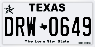 TX license plate DRW0649