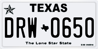 TX license plate DRW0650