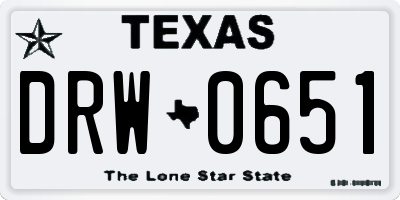 TX license plate DRW0651