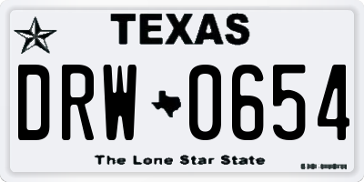 TX license plate DRW0654