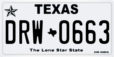 TX license plate DRW0663