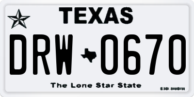 TX license plate DRW0670