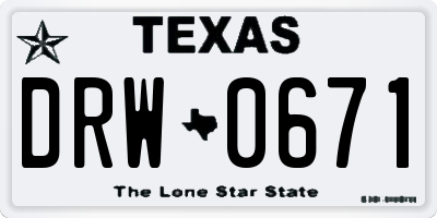 TX license plate DRW0671