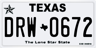 TX license plate DRW0672