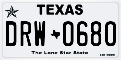 TX license plate DRW0680