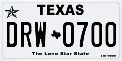 TX license plate DRW0700