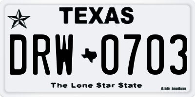 TX license plate DRW0703