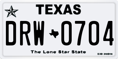 TX license plate DRW0704