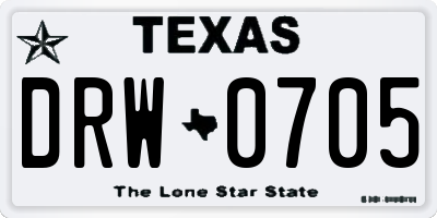 TX license plate DRW0705