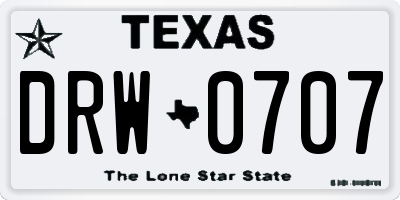 TX license plate DRW0707