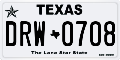 TX license plate DRW0708