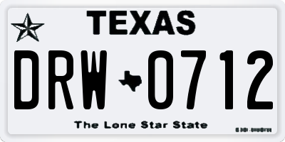 TX license plate DRW0712