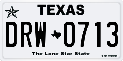 TX license plate DRW0713