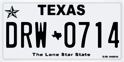 TX license plate DRW0714