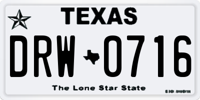 TX license plate DRW0716