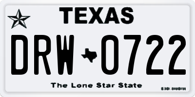 TX license plate DRW0722