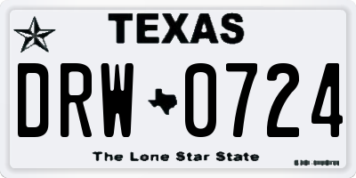 TX license plate DRW0724