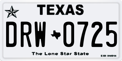 TX license plate DRW0725