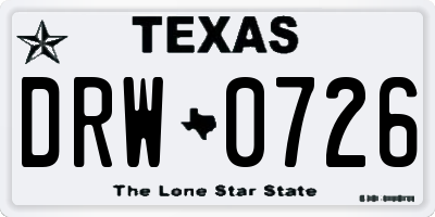 TX license plate DRW0726