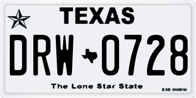 TX license plate DRW0728