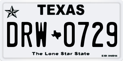 TX license plate DRW0729