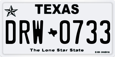 TX license plate DRW0733
