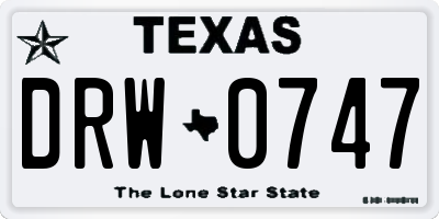 TX license plate DRW0747