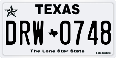 TX license plate DRW0748