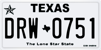 TX license plate DRW0751